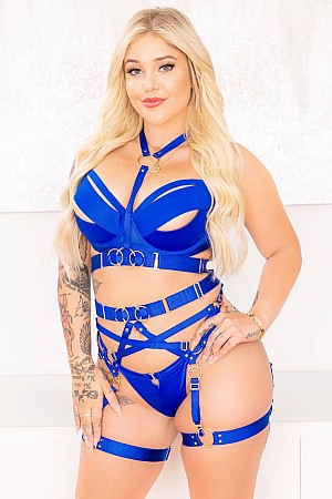 Kali Roses In Blue Lingerie