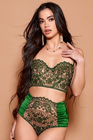 Angelina Moon In Green Lingerie